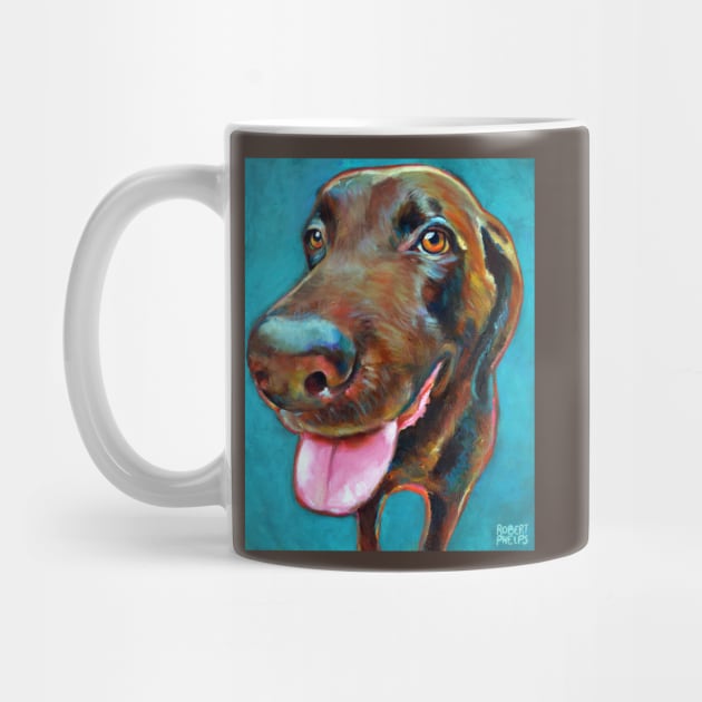 Chocolate Labrador on Blue by Robert Phelps by RobertPhelpsArt